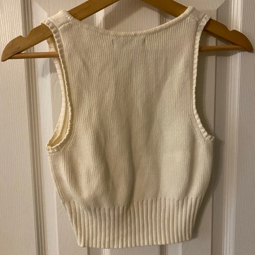 Forever 21 Cream Ribbed Knit Crop Top - Picture 3 of 3